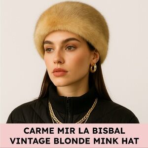 Carme Mir La Bisbal Blonde Mink Vintage Fur Cloche Hat